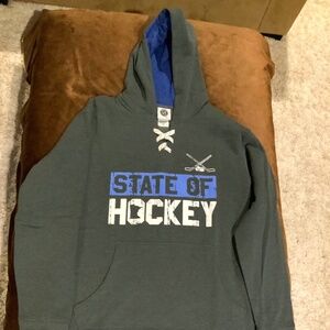 NHL Grey Blue L State of Hockey Hooded Sweatshirt Sporty Activewear Gym